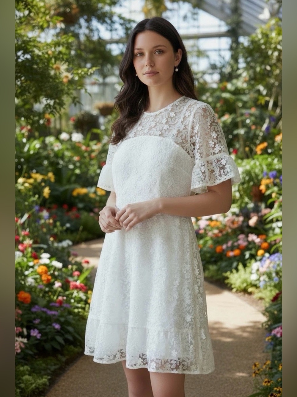 SHOSHANNA Sora White Lace Dress Fit & Flare Sz 12 Lg NWT $525 Cottage Bridal